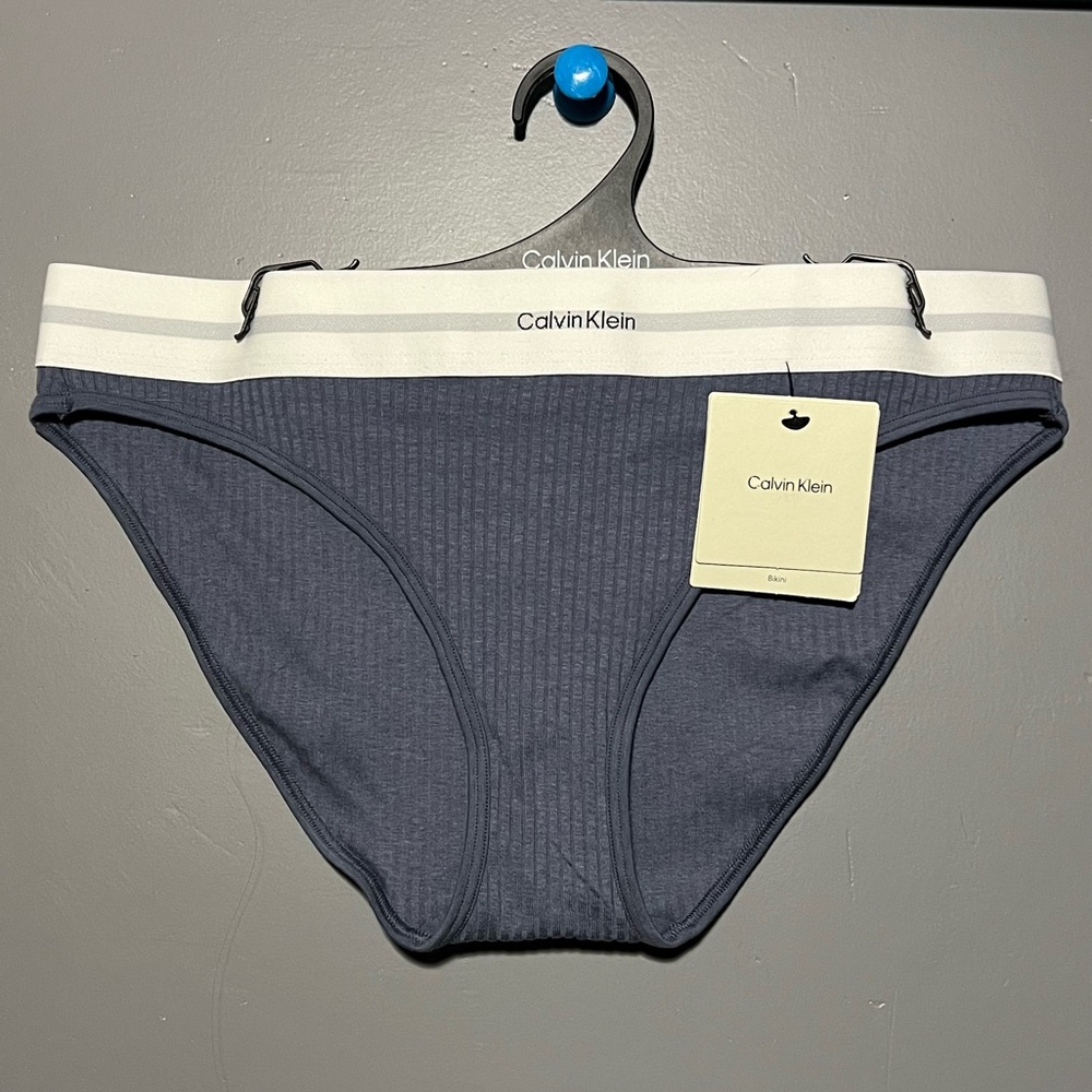 Calvin Klein Blue Ribbed Bikini-cut panty